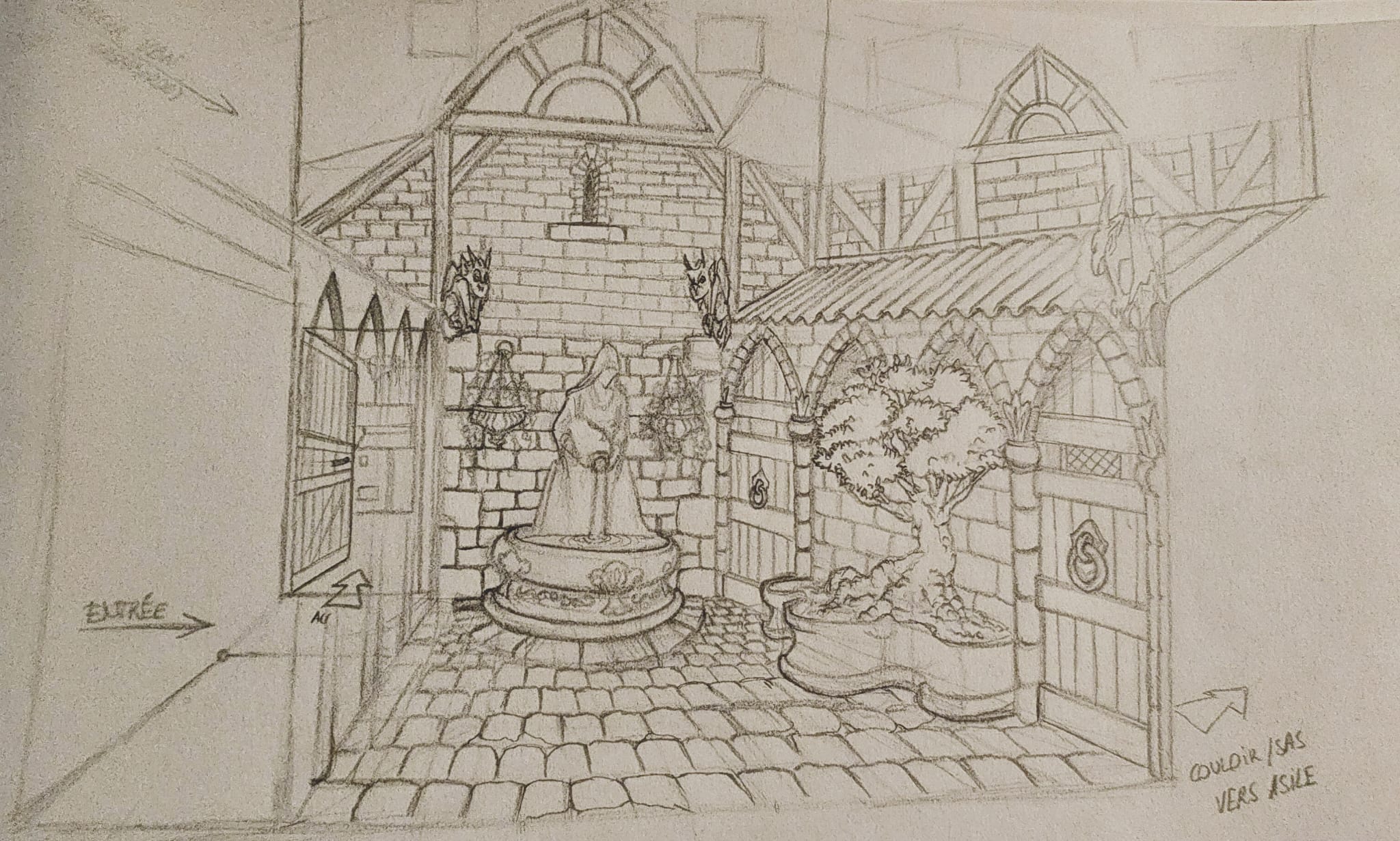 Croquis d'ambiance de la cour intérieure